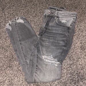 American Eagle Outfitters Gray Distressed Skinny Jeans